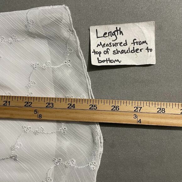 Studio Y Size Medium Embroidered White Chiffon Babydoll Top Coquette Romantic - Picture 11 of 11